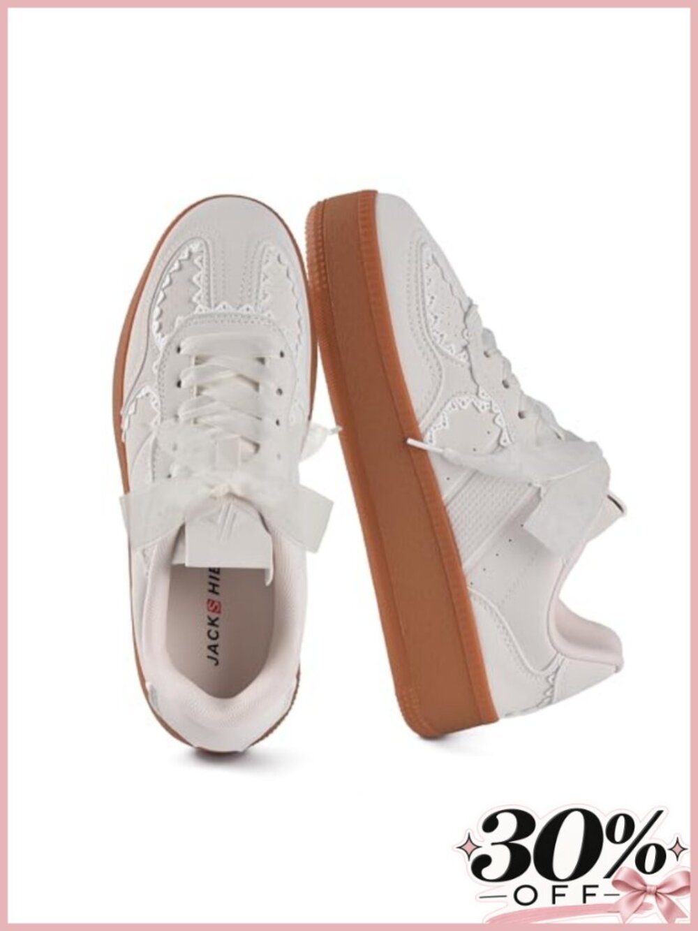 Ribbon Lace-Up Platform Chunky Sneakers Memory Foam Arch Support Gum Sole